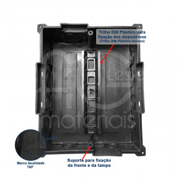 Quadro de Distribuição 06/08 Disjuntores Embutir - TAF Branco C/ Fume